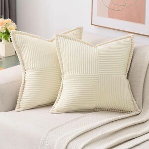 NWT HAUSSY Beige Throw Pillow Covers 20x20 Inch Set of 2